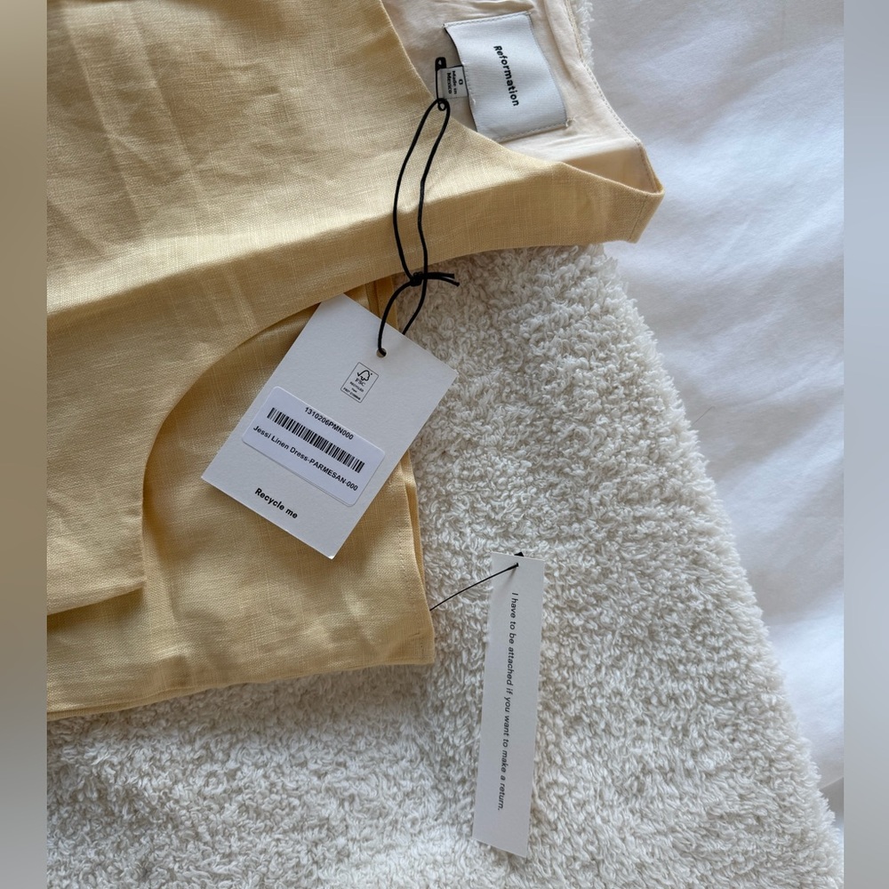Reformation Jessi Linen Dress Yellow - Size 0 - Picture 4 of 4